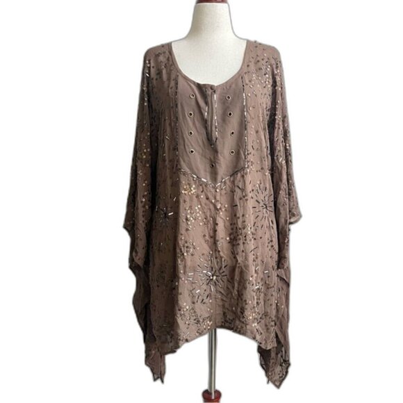 JEN'S PIRATE BOOTY Gaudi Sequin Embellished Swim Cover Tunic Top One size Boho - Picture 2 of 15